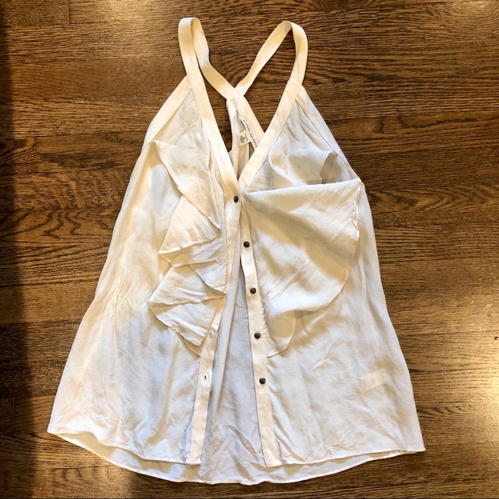 Banana Republic Petite Ruffle Button Down Top